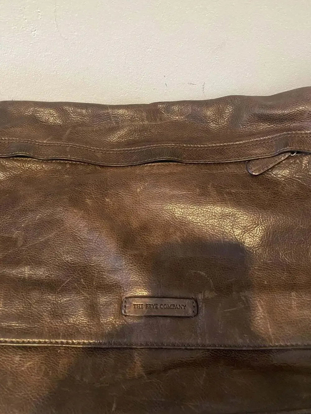 Frye Messenger Bag Mens Large Brown Leather Flap Crossbody Adjustable Strap